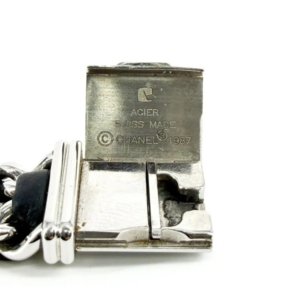 Chanel Première Steel Black Leather Chain Watch